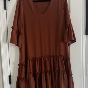 Karen Kane Rust V-Neck Dress
